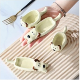Super cute little dog ceramic flavor dish ins crea..