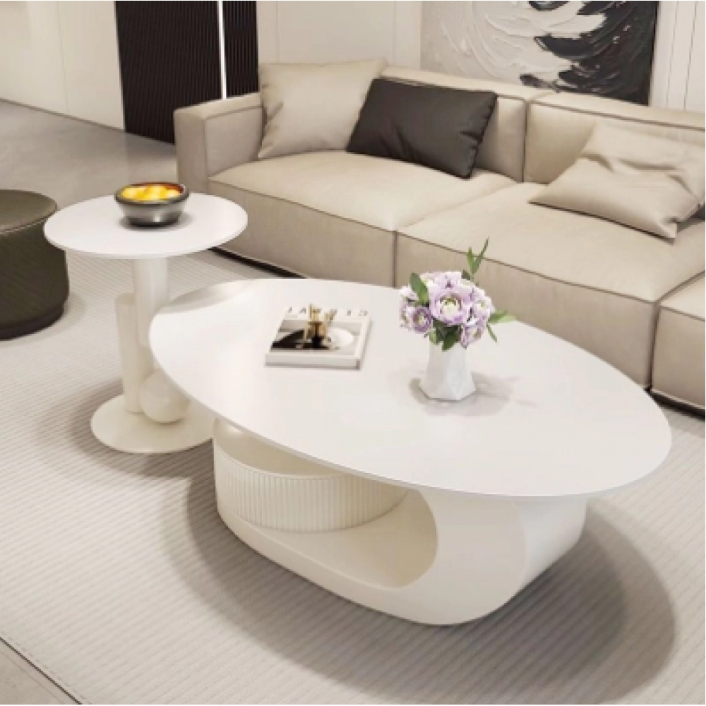Cream living room coffee table, rock board tea table, new shaped tea table, small apartment, simple rock board tea table, table