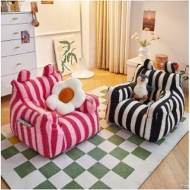 Dopamine children's sofa, internet celebrity lazy cartoon striped sofa chair, baby reading corner, mini cute little sofa