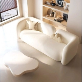 Cream style minimalist homestay, home apartment, beauty salon, clothing store, living room, office, reception and rest area, sofa