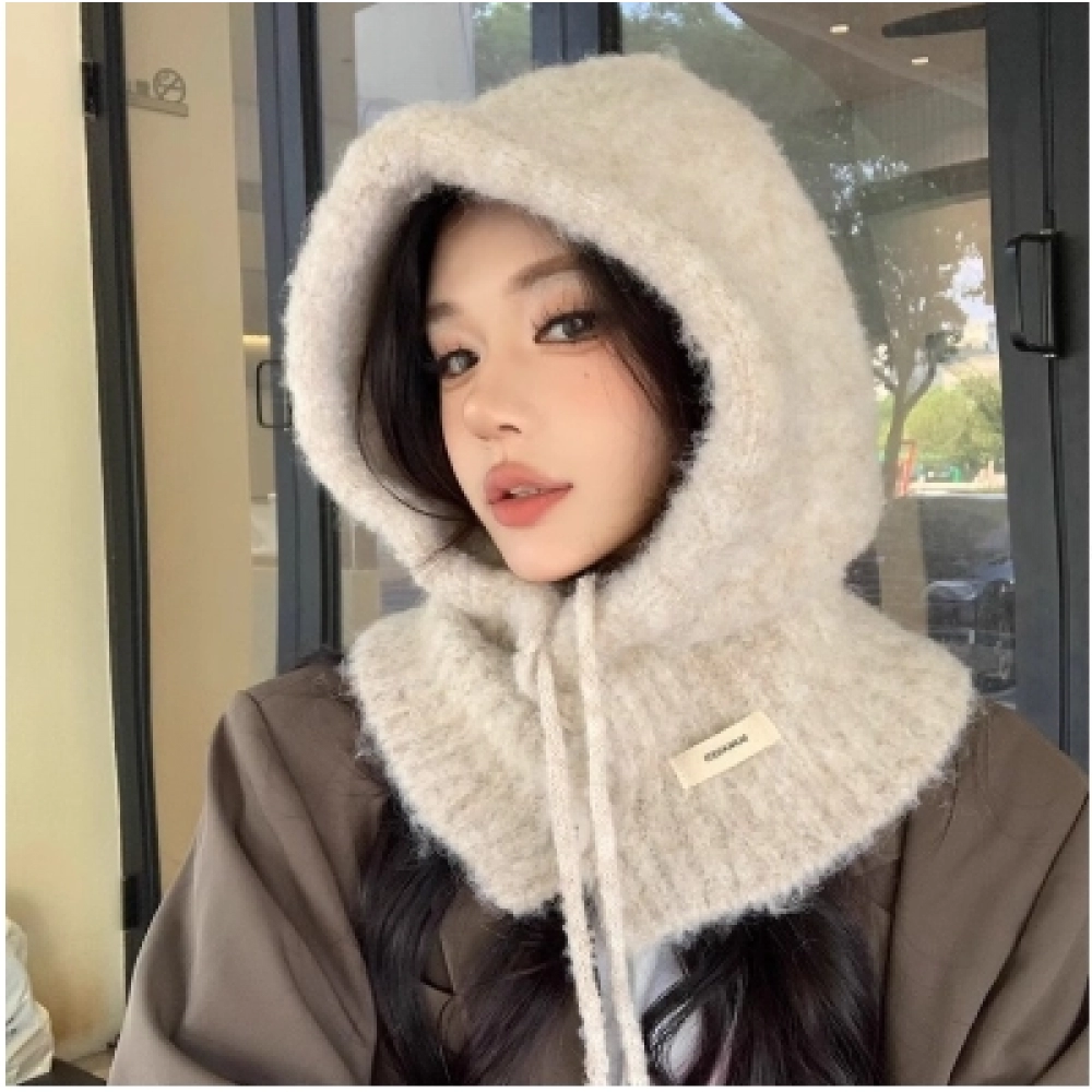 Women's autumn and winter scarves, hats, integrated knitted yarn hats, warm and ear protecting Lei Feng hats