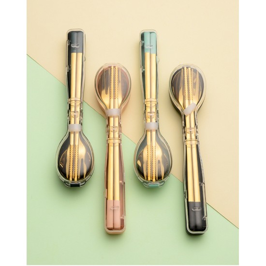 Cutlery Portable Stainless Steel Spoon Fork Steak Knife Set Travel Cutlery Cutlery Chopsticks Spoon Cutlery Set Storage